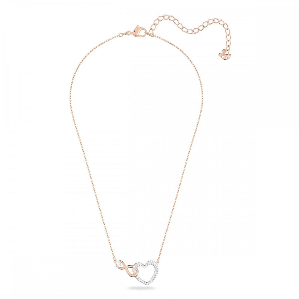 Swarovski Hyperbola Infinity & Heart Rose Gold Plated Necklace