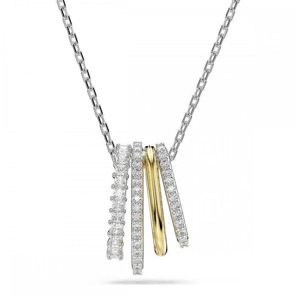 Swarovski Hyperbola Mixed Cut Gold Toned Multi Drop Necklace