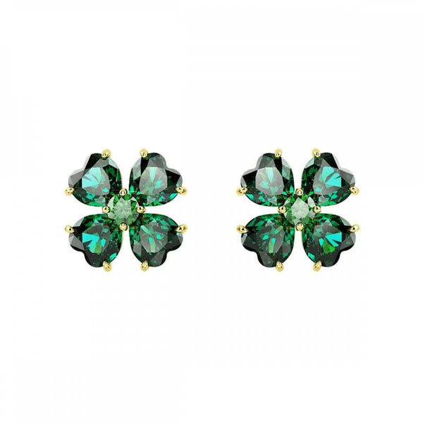Swarovski Idyllia Gold Plated Clover Green Earrings