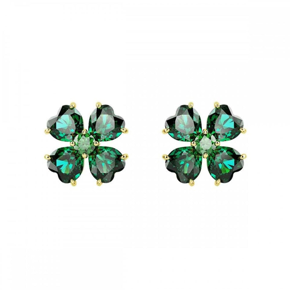 Swarovski Idyllia Gold Plated Clover Green Earrings