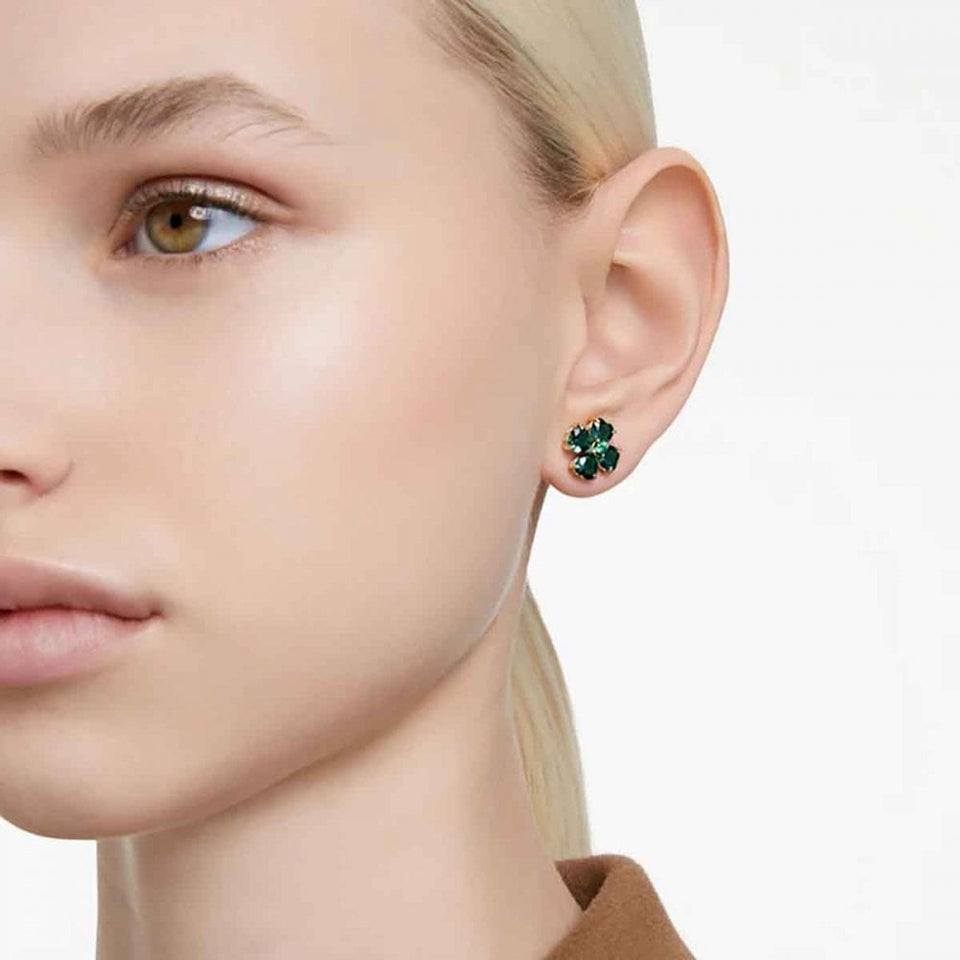 Swarovski Idyllia Gold Plated Clover Green Earrings