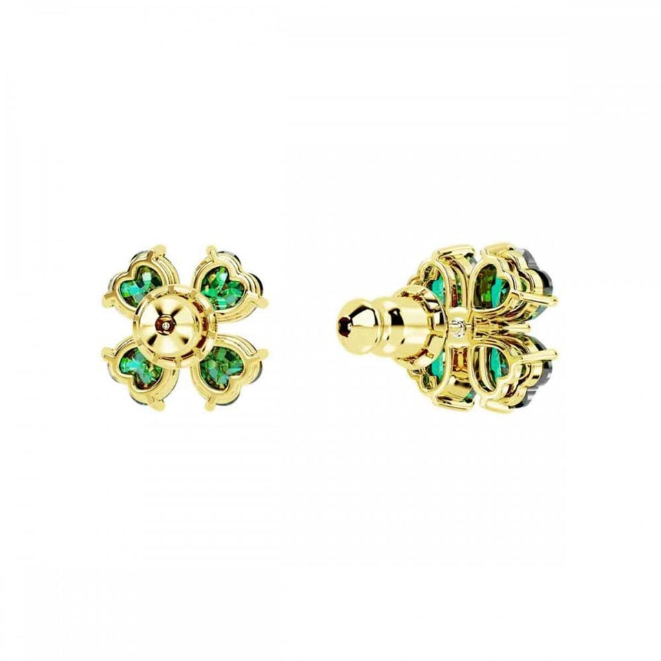 Swarovski Idyllia Gold Plated Clover Green Earrings