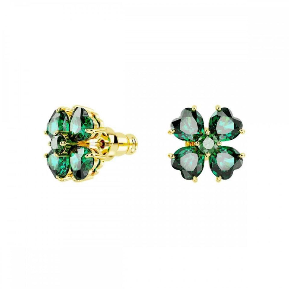 Swarovski Idyllia Gold Plated Clover Green Earrings