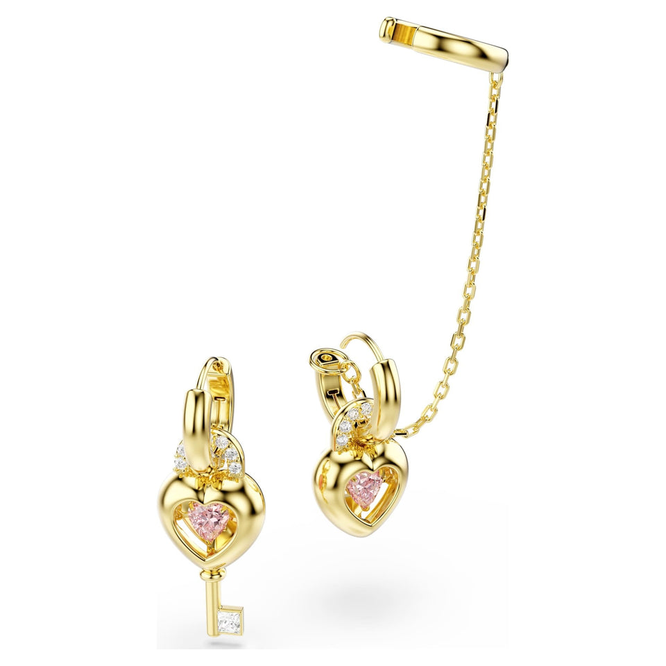 Swarovski Idyllia Gold Tone Heart Padlock Drop Earrings with Ear Cuff