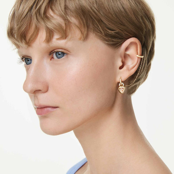 Swarovski Idyllia Gold Tone Heart Padlock Drop Earrings with Ear Cuff