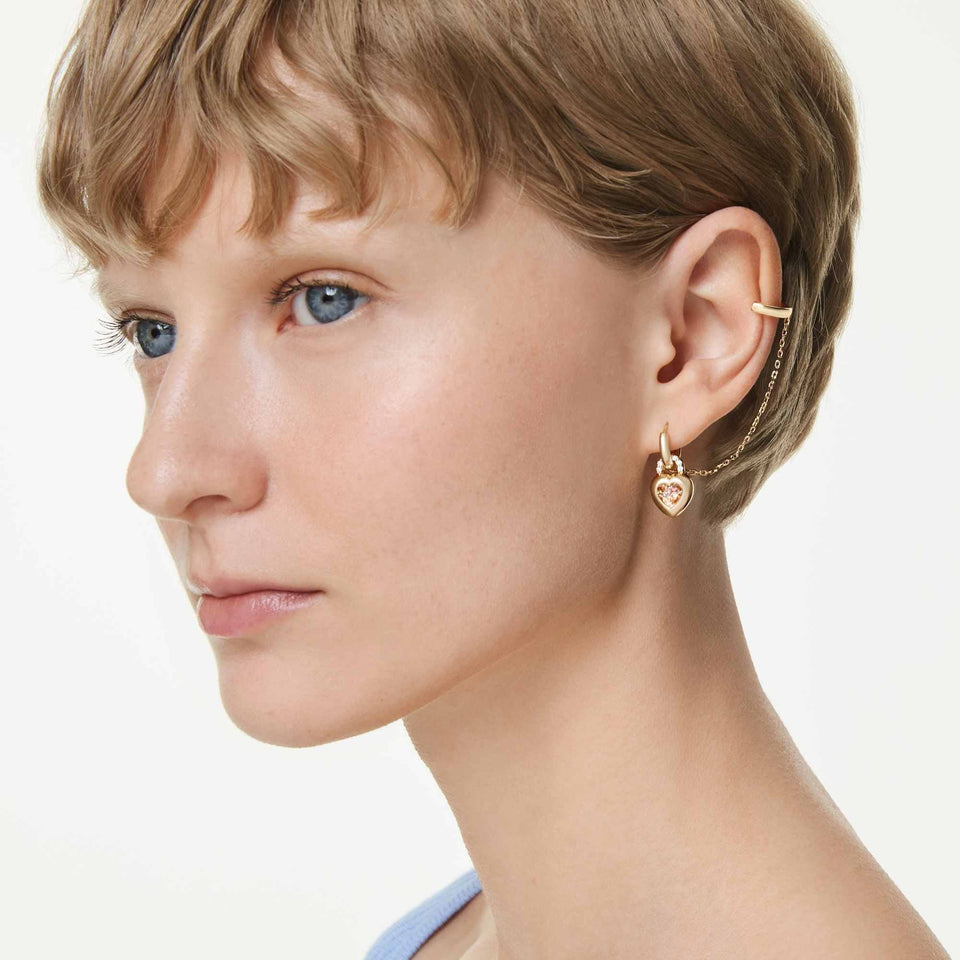 Swarovski Idyllia Gold Tone Heart Padlock Drop Earrings with Ear Cuff