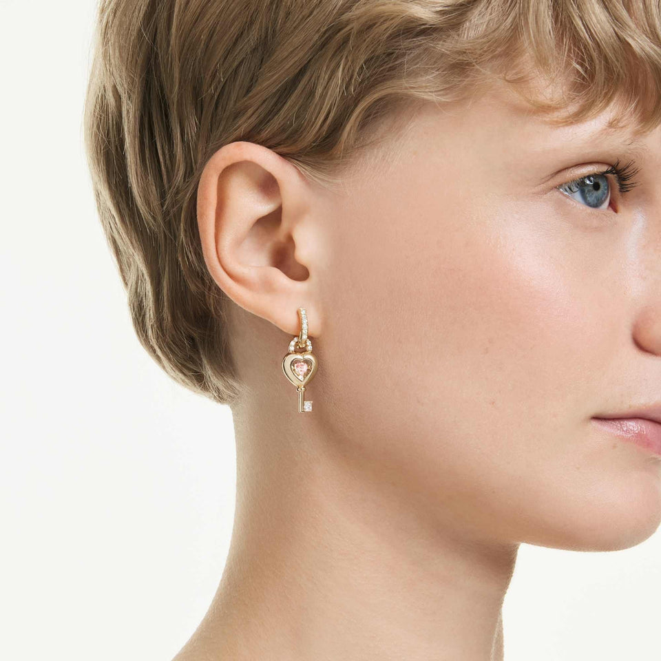 Swarovski Idyllia Gold Tone Heart Padlock Drop Earrings with Ear Cuff