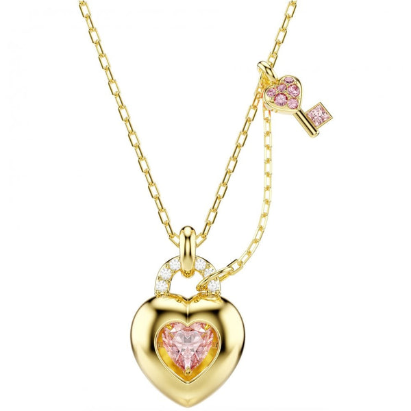 Swarovski Idyllia Pink Stone Heart & Key Necklace