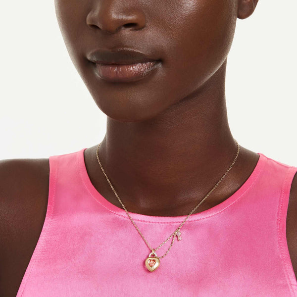 Swarovski Idyllia Pink Stone Heart & Key Necklace