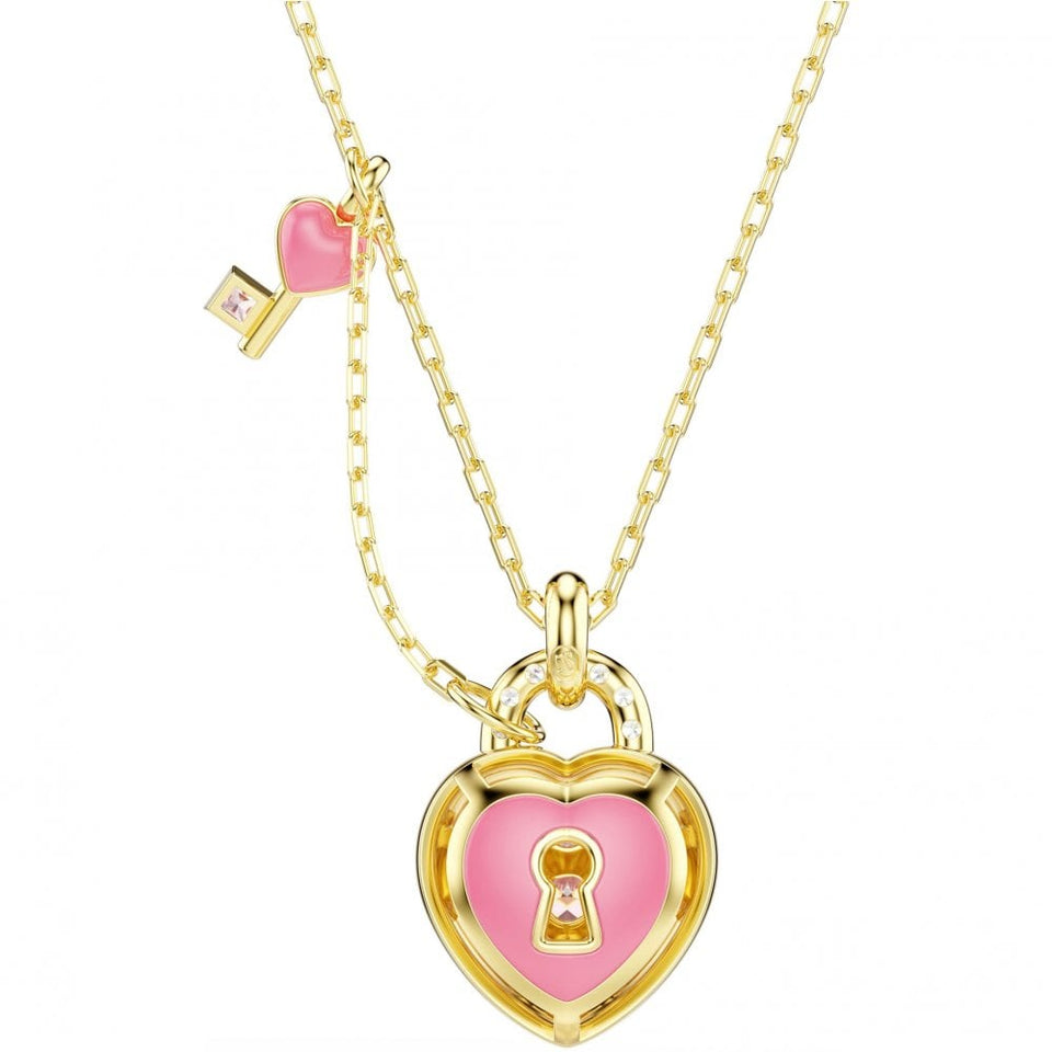 Swarovski Idyllia Pink Stone Heart & Key Necklace