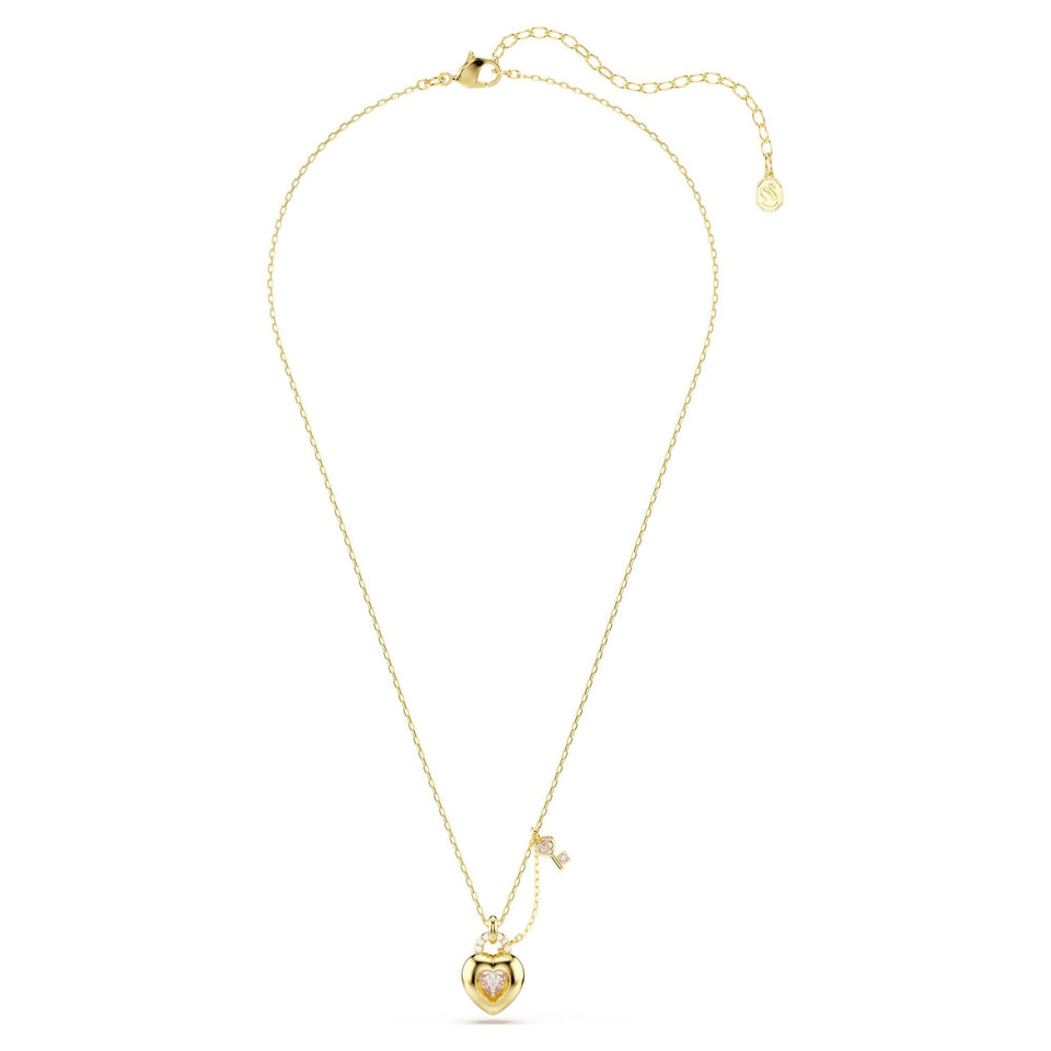 Swarovski Idyllia Pink Stone Heart & Key Necklace