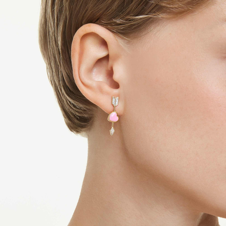Swarovski Idyllia Reversible Gold Tone Heart & Arrow Earring Studs