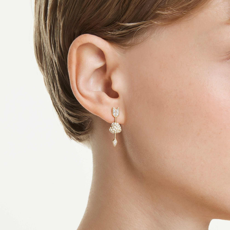 Swarovski Idyllia Reversible Gold Tone Heart & Arrow Earring Studs
