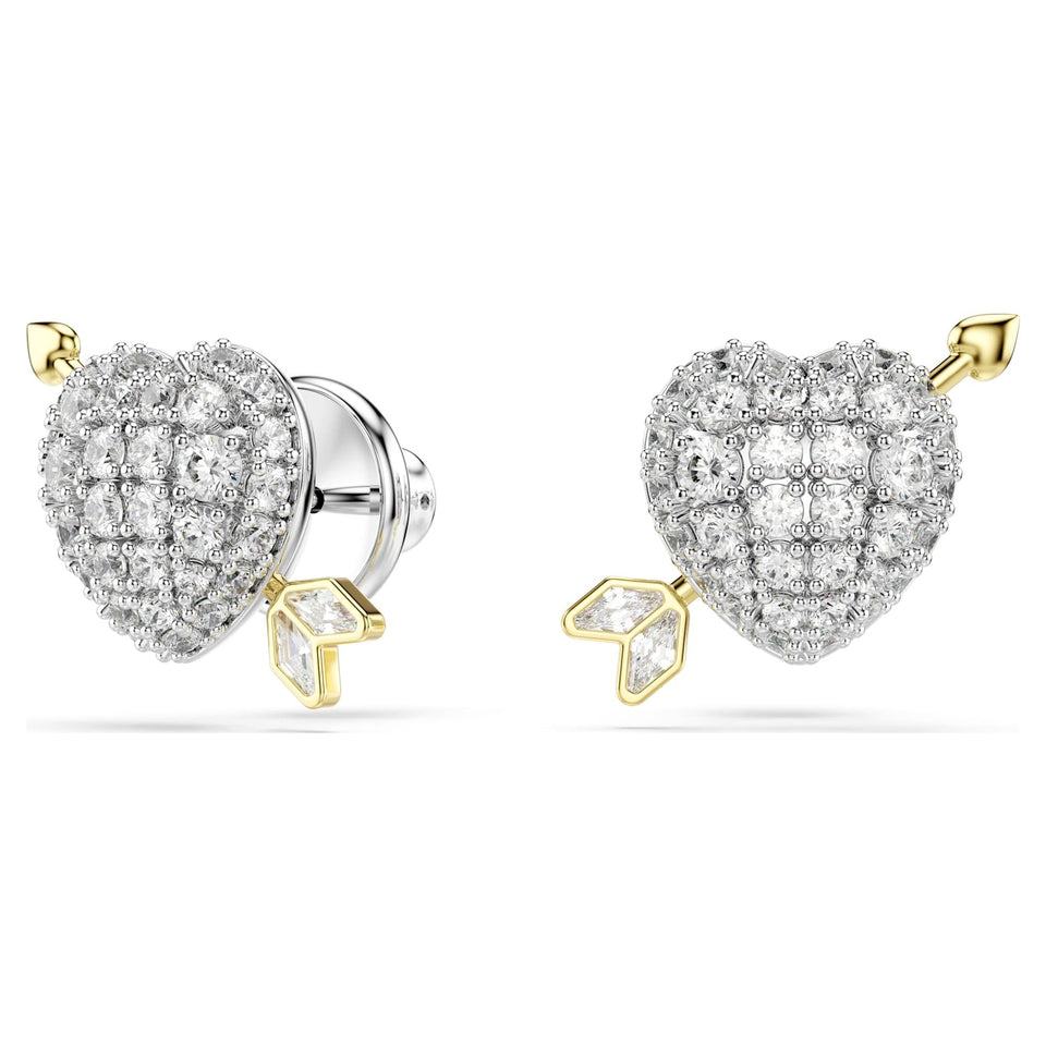 Swarovski Idyllia Silver Heart & Arrow Earring Studs