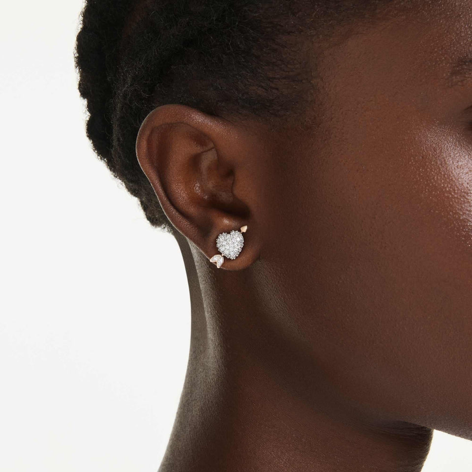 Swarovski Idyllia Silver Heart & Arrow Earring Studs