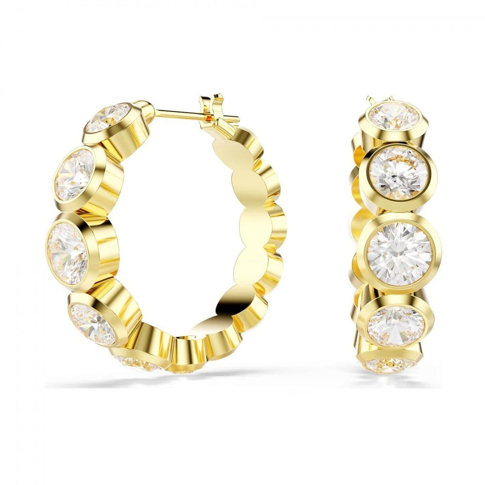 Swarovski Imber Round Cut Gold Plated Hoop Earrings