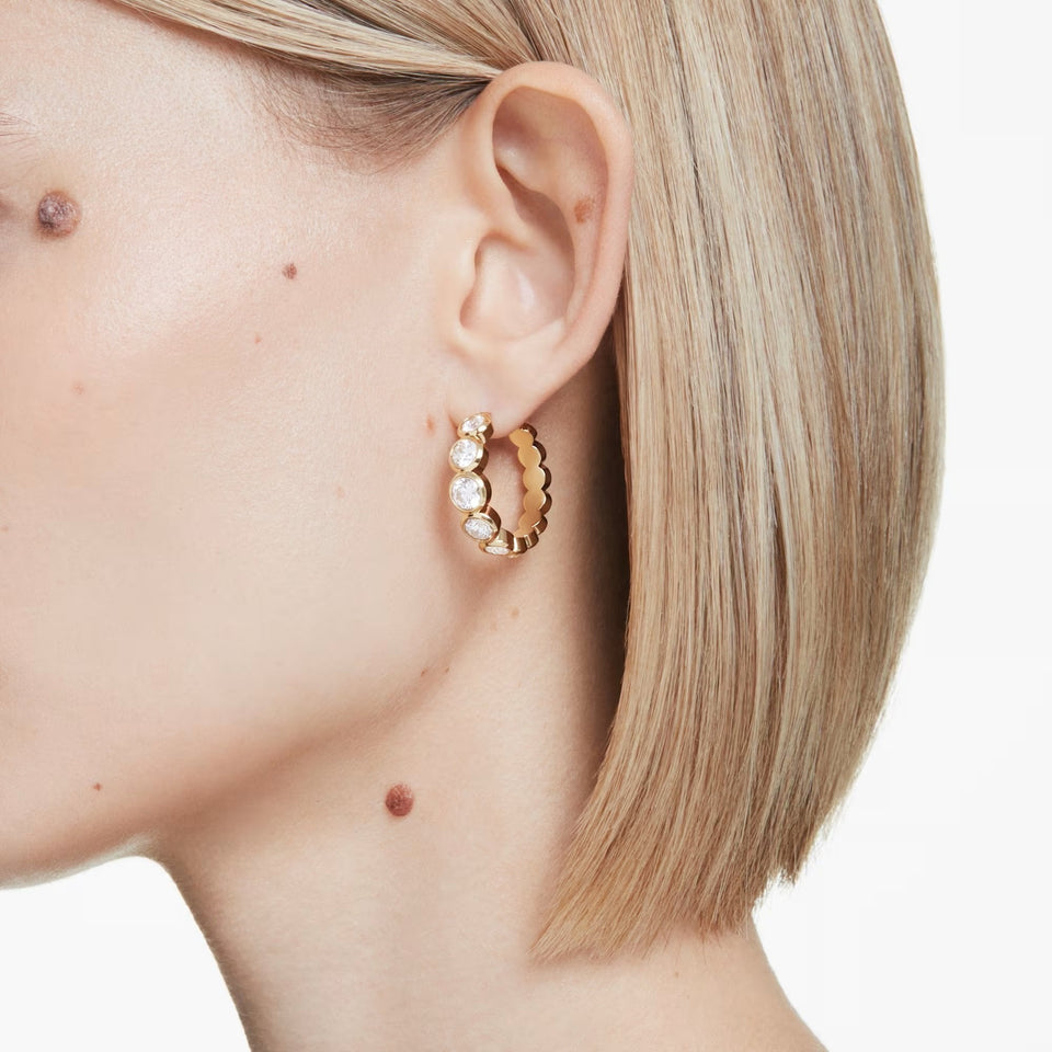 Swarovski Imber Round Cut Gold Plated Hoop Earrings