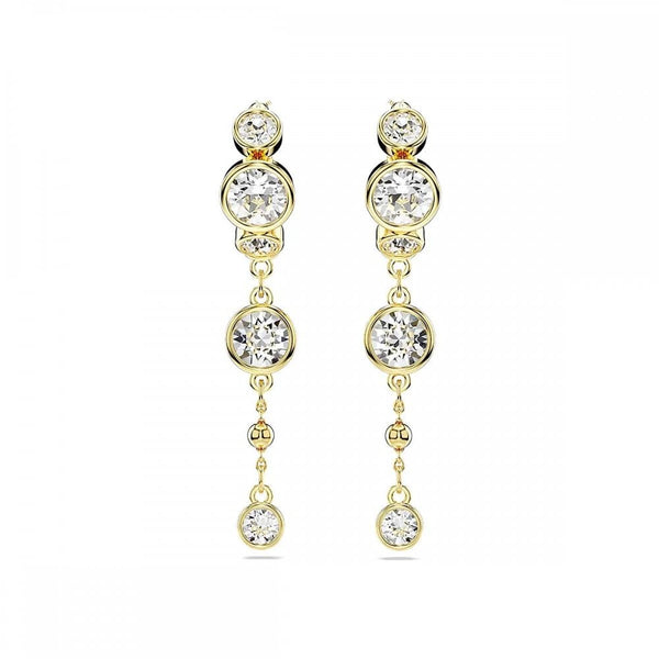 Swarovski Imber Round Cut Gold Plated Stone Set Drop Earrings