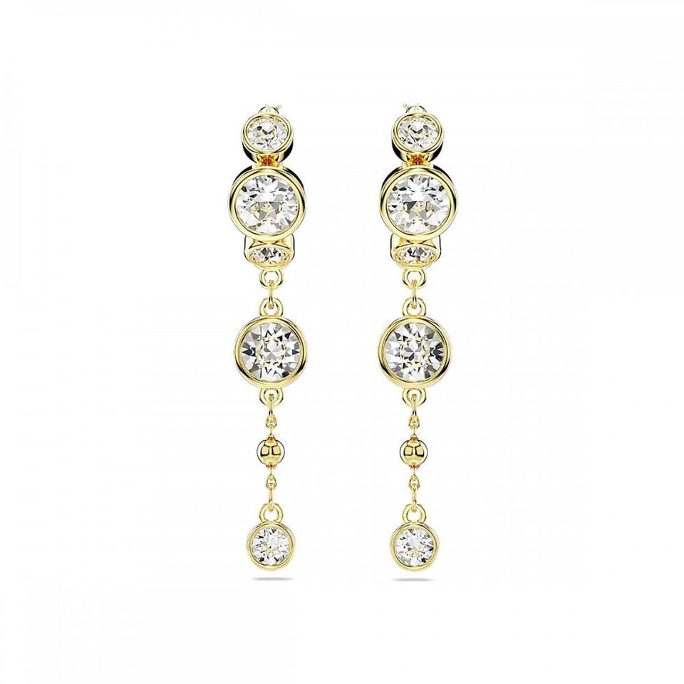 Swarovski Imber Round Cut Gold Plated Stone Set Drop Earrings