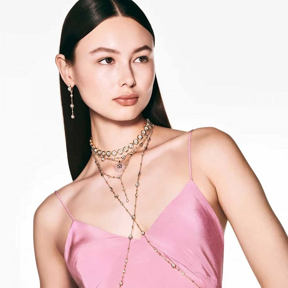 Swarovski Imber Round Cut Gold Plated Stone Set Drop Earrings
