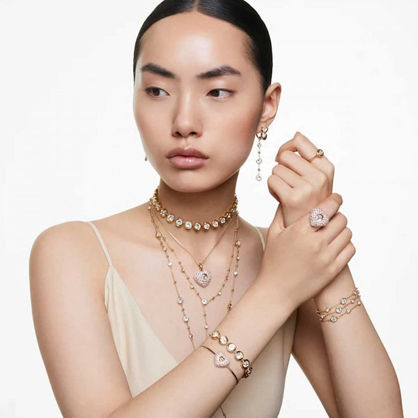 Swarovski Imber Round Cut Gold Plated Stone Set Drop Earrings