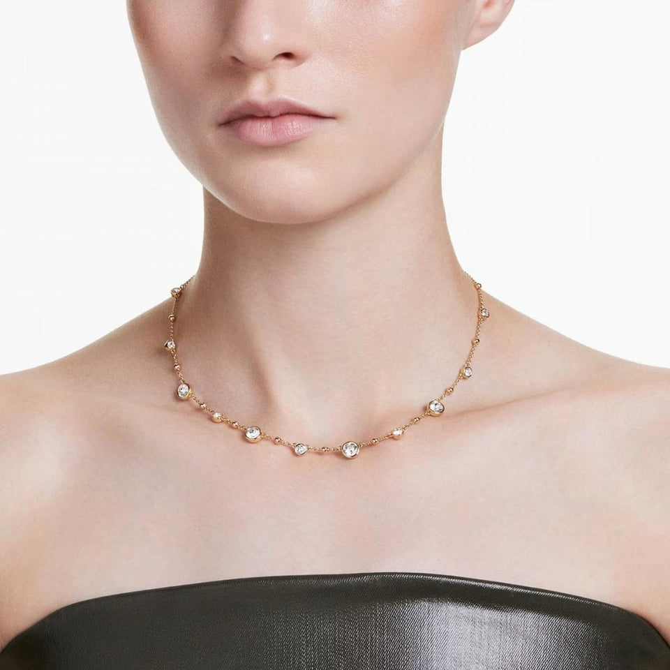 Swarovski Imber Round Cut Gold Plated Stone Set Necklace