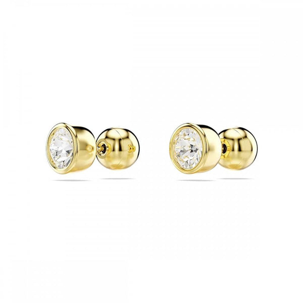 Swarovski Imber Round Cut Gold Plated Stone Set Stud Earrings