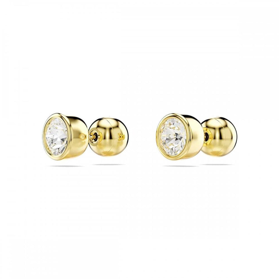 Swarovski Imber Round Cut Gold Plated Stone Set Stud Earrings