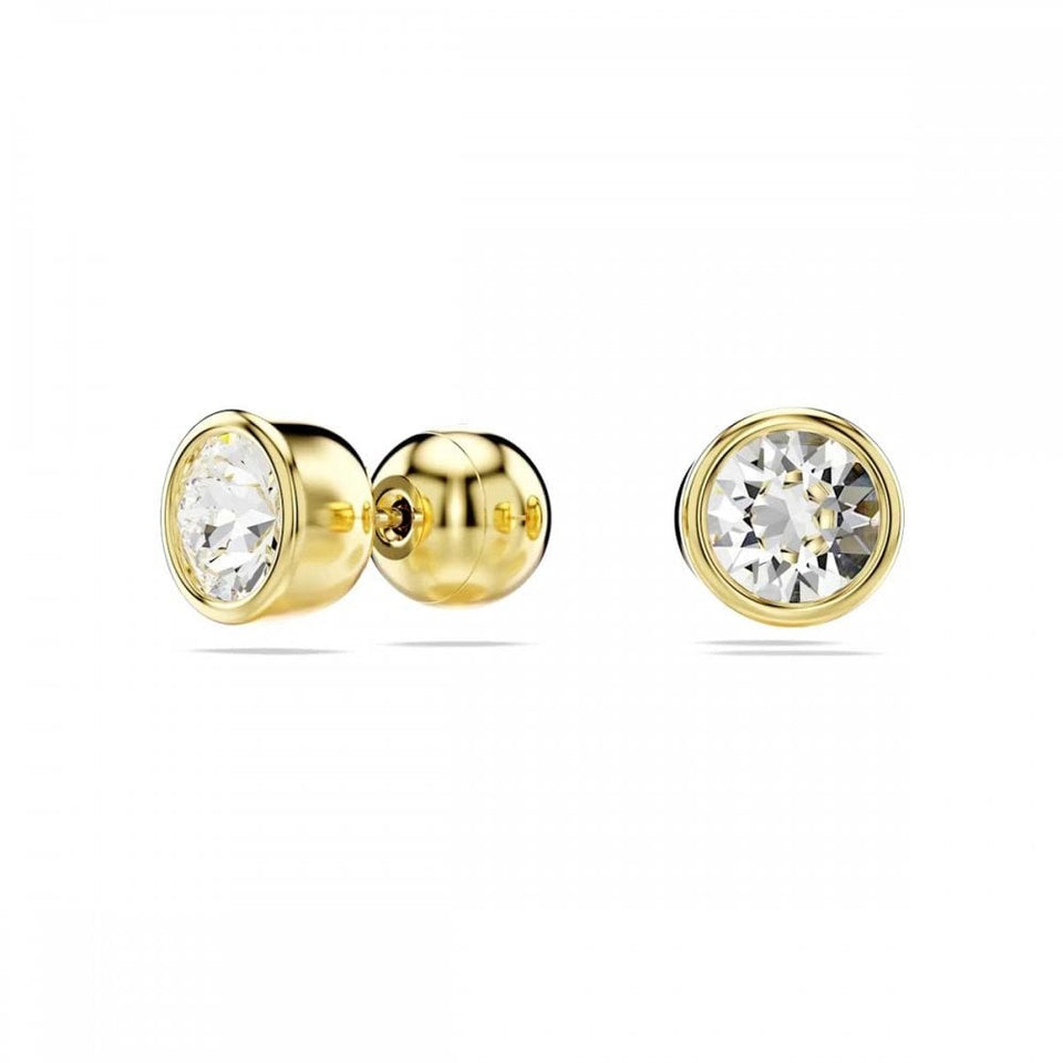 Swarovski Imber Round Cut Gold Plated Stone Set Stud Earrings