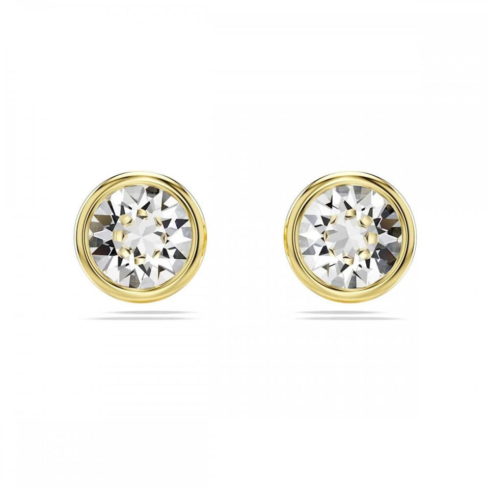Swarovski Imber Round Cut Gold Plated Stone Set Stud Earrings
