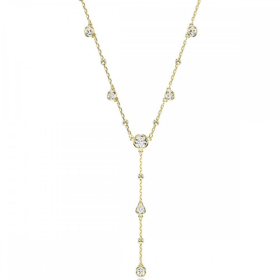 Swarovski Imber Round Cut Gold Plated Stone Set 'Y' Necklace