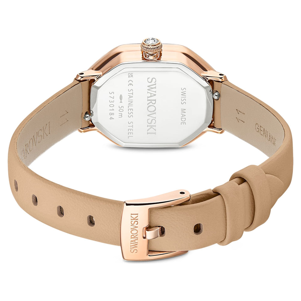 Swarovski Ladies Dextera Octagon Brown Leather Strap Watch