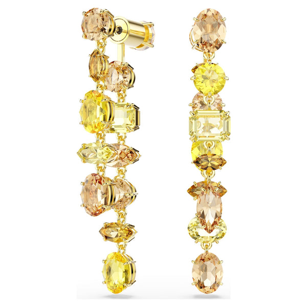 Swarovski Ladies Gema Gold Tone Mixed Cuts Drop Earrings