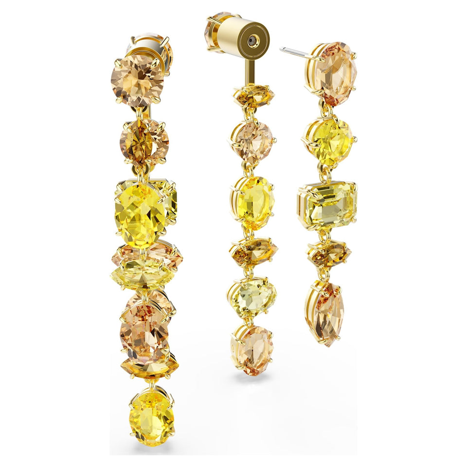 Swarovski Ladies Gema Gold Tone Mixed Cuts Drop Earrings
