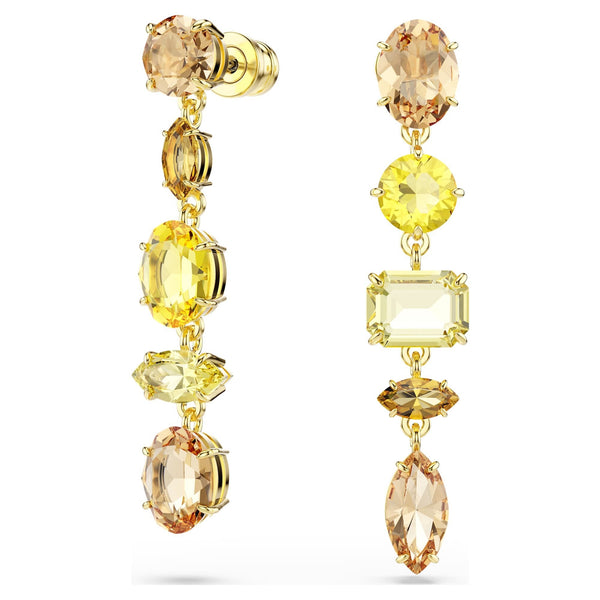 Swarovski Ladies Gema Gold Tone Mixed Cuts Drop Earrings