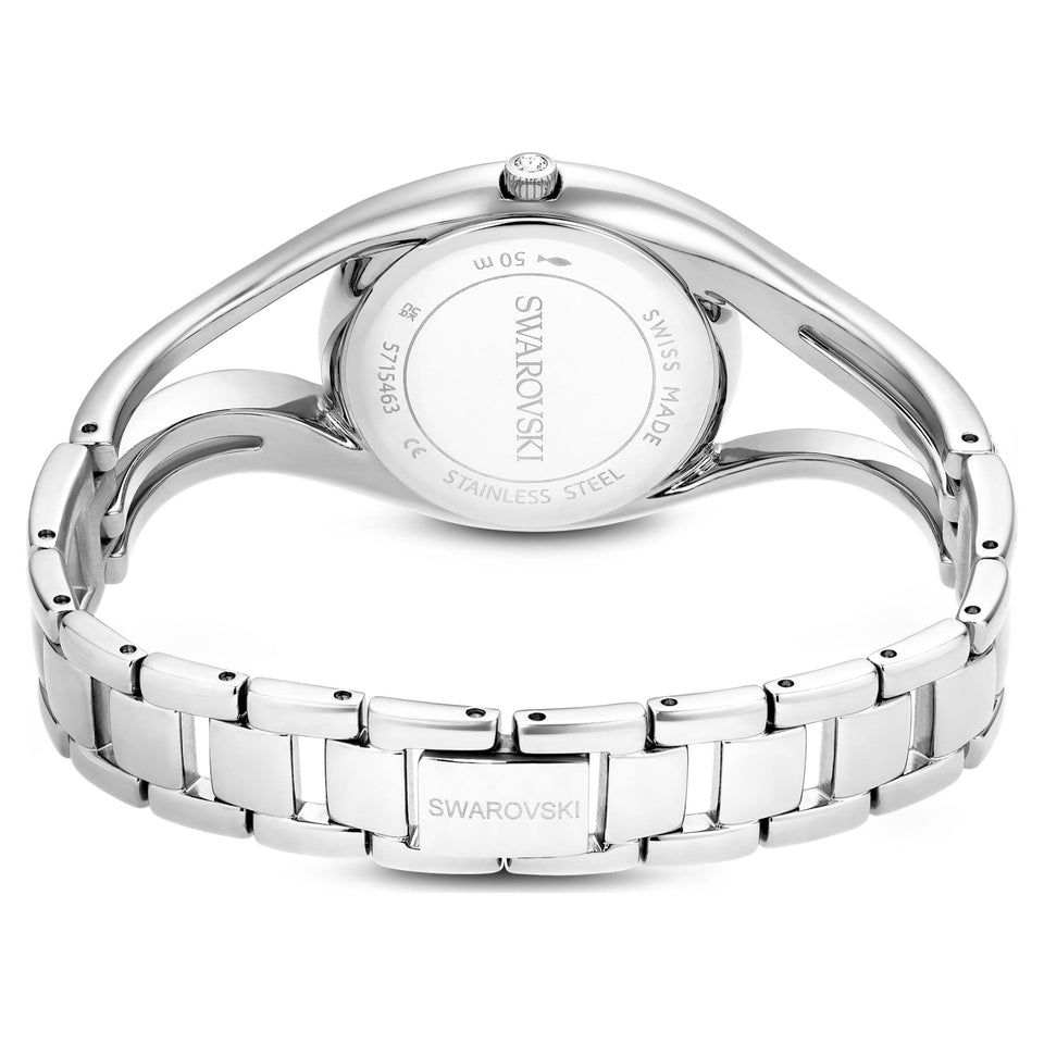 Swarovski Ladies Hyperbola Silver Tone Blue Stone Bangle Watch