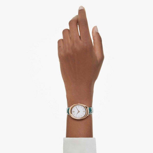 Swarovski Ladies Imber Green Leather Strap Watch