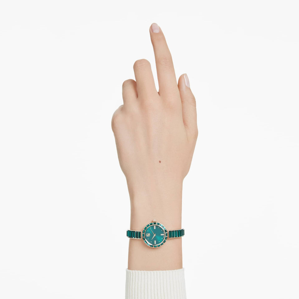 Swarovski Ladies Matrix Green & Rose Gold Tone Bangle Watch