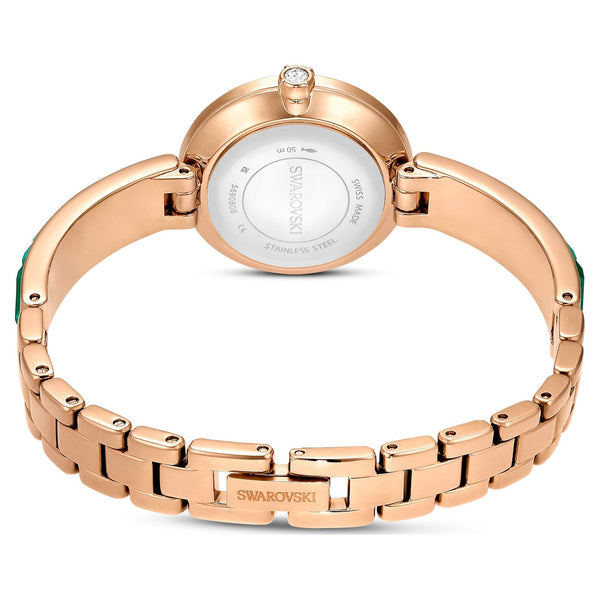 Swarovski Ladies Matrix Green & Rose Gold Tone Bangle Watch