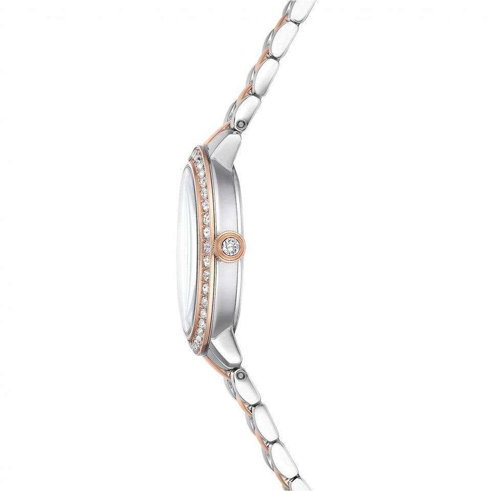 Swarovski Ladies Matrix Silver & Rose 3-Link Watch