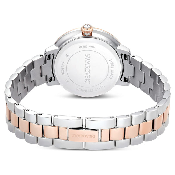 Swarovski Ladies Matrix Silver & Rose 3-Link Watch