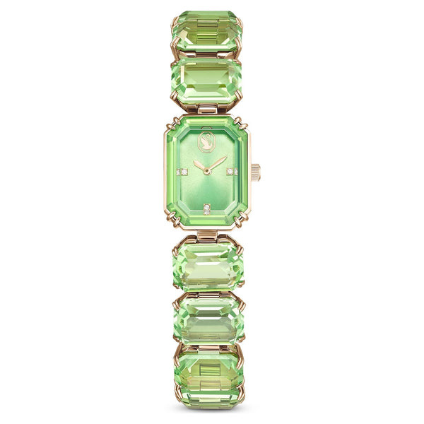 Swarovski Ladies Millenia Octagon Cut Green Stone Set Bracelet Watch