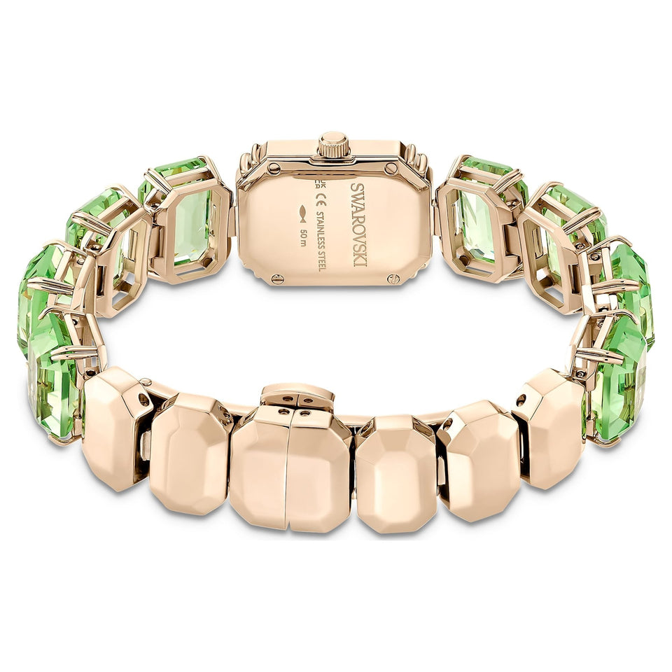 Swarovski Ladies Millenia Octagon Cut Green Stone Set Bracelet Watch