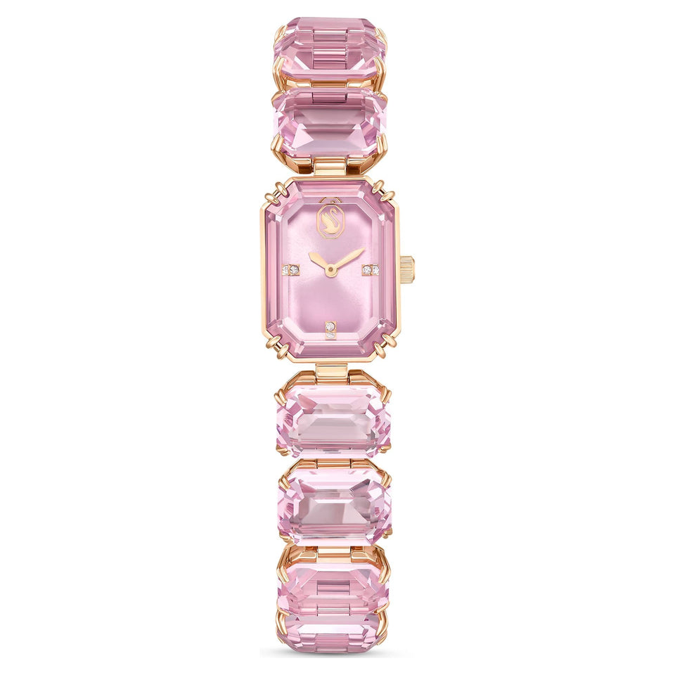 Swarovski Ladies Millenia Octagon Cut Pink Stone Set Bracelet Watch
