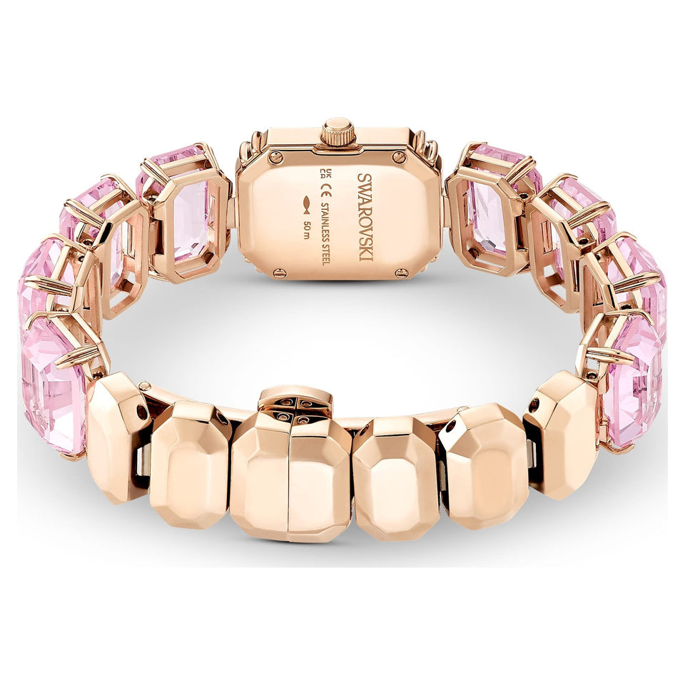Swarovski Ladies Millenia Octagon Cut Pink Stone Set Bracelet Watch