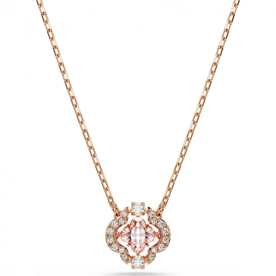Swarovski Ladies Una Rose Gold Tone Clover Necklace