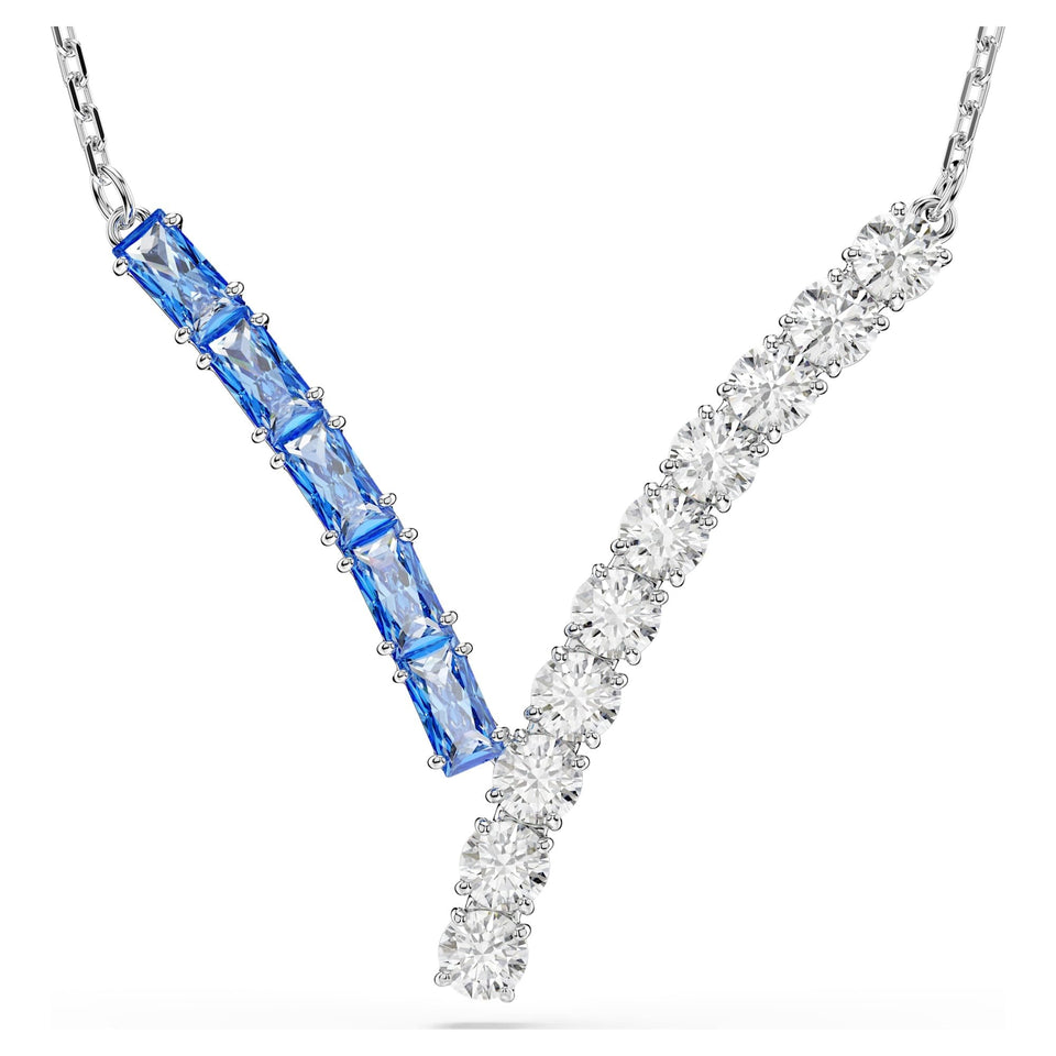 Swarovski Matrix Blue & Silver 'V' Necklace