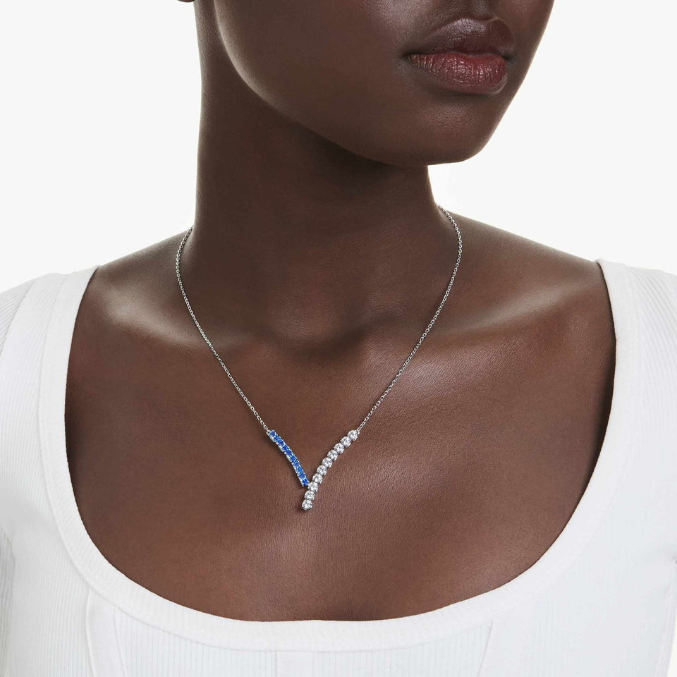 Swarovski Matrix Blue & Silver 'V' Necklace