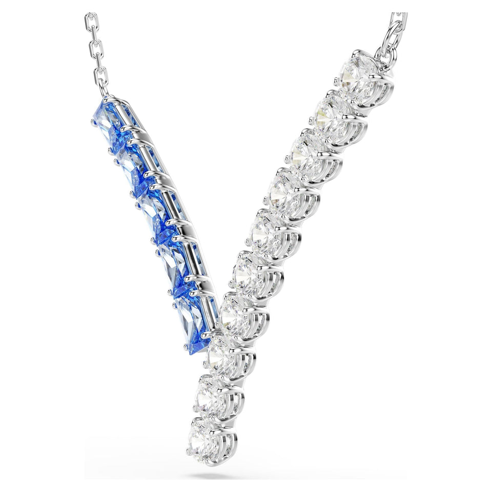 Swarovski Matrix Blue & Silver 'V' Necklace