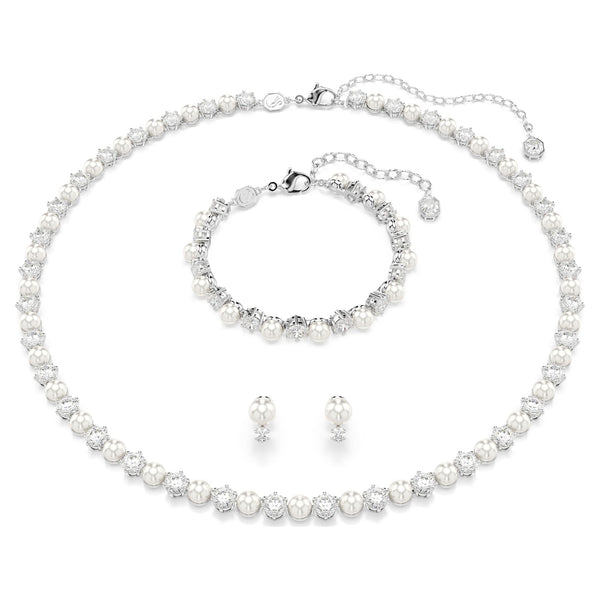Swarovski Matrix Crystal & Pearl Necklace, Bracelet & Earring Set